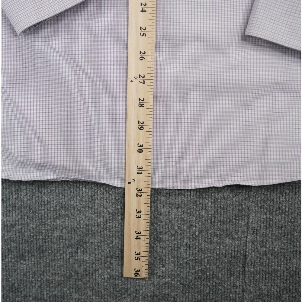 Michael Kors Button Down‎ Shirt Mens 15.5 32/33 Purple Micro Check Long Sleeve - Picture 5 of 6